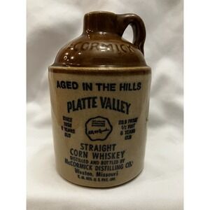 McCormick Platte Valley Straight Corn Whiskey Crock Jug Weston, MO Liquors